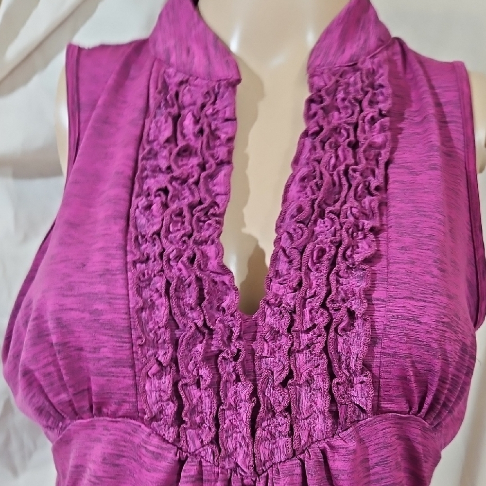 Heart Soul Sleeveless Ruffled Top - Magenta - Picture 4 of 7